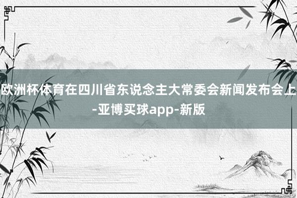 欧洲杯体育在四川省东说念主大常委会新闻发布会上-亚博买球app-新版